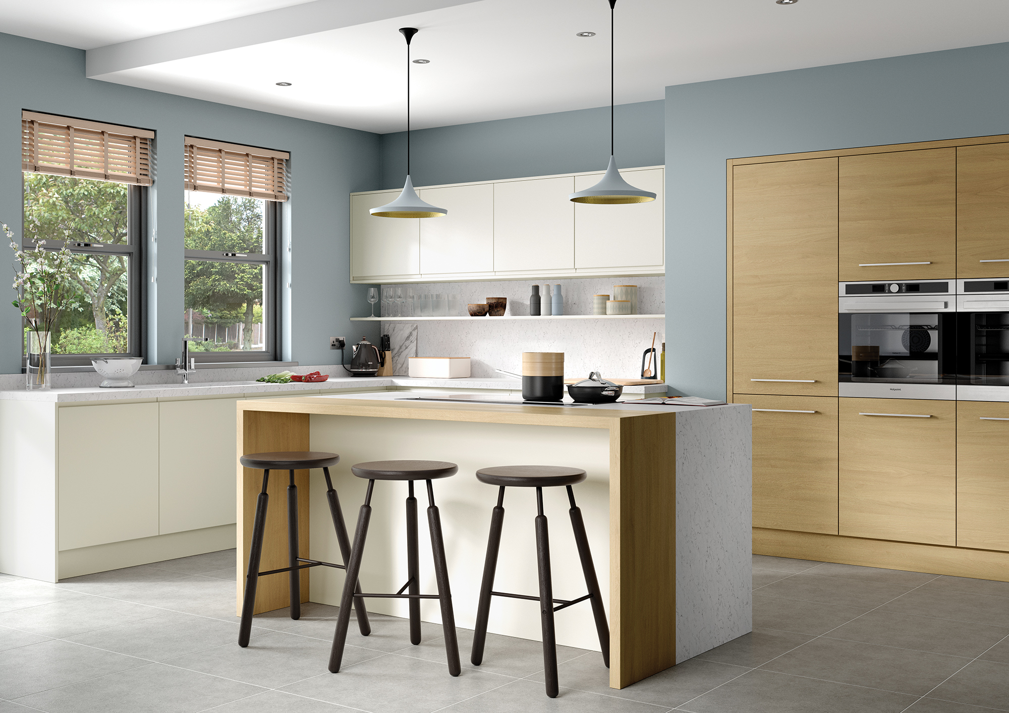 Strada Matte in Porcelain and Light Oak